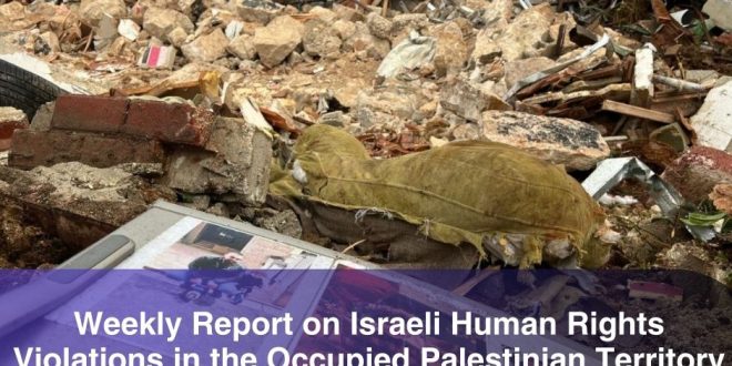 Weekly Report on Israeli Human Rights Violations in the Occupied Palestinian Territory (13– 19 January 2022)